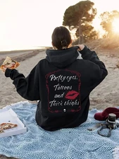 Panda Print Kangaroo Pocket Hoodie Womens Clothing