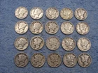 20 SILVER MERCURY DIMES WIH DATES lot 95