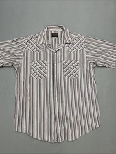 Vintage Plains Western Wear Men's Vintage Striped Pearl Snap Button Shirt Large