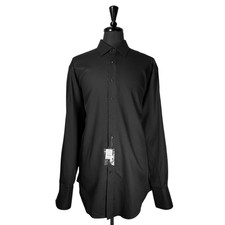 Jos A Bank Reserve Black Tuxedo Dress Shirt 18.5 37 French Cuff Egyptian Cotton