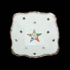 Masonic Order Of The Eastern Star 5"x 5" Square Nut Dish ~ Royal Stafford Englan