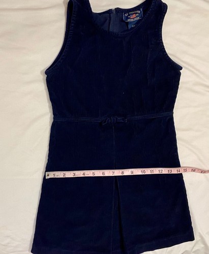 US Polo Assn. Girls TANK DRESS-Velvet Navy Blue Cotton-Zipper-Round Neck-Child 8 - Picture 7 of 7