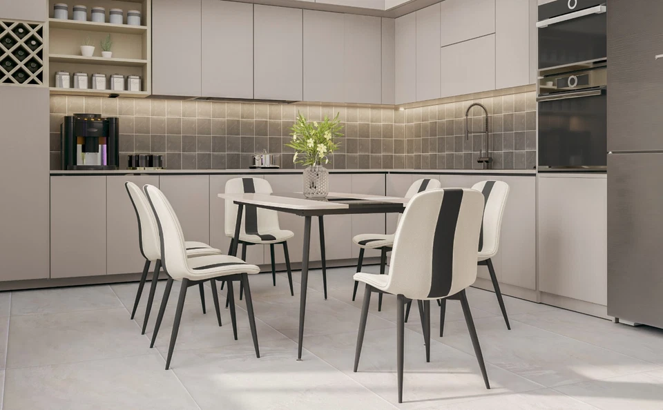 Mondeer Dining Sets Dining Table and 4/6 Upholstered Chairs with Metal Legs - Image 4 of 4