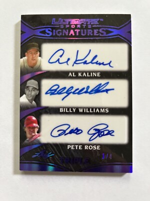 1/4 Pete Rose Autograph. Al Kaline Autograph.  Billy Williams Autograph. 