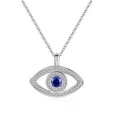 ZARD Evil Eye Protection Pendant Necklace in Blue Cubic Zirconia Sterling Silver