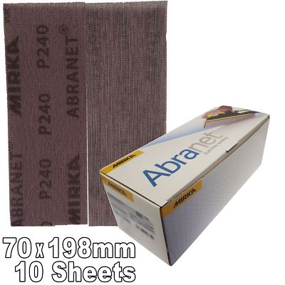 Mirka Abranet 70x198mm P240 Körnung 10x HakenNLoop staubfrei schleifen Schleifstreifen