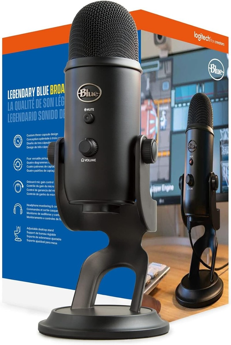 Blue YETI ブラック ブーム付き Blue Yeti Microphone Black with Boom Arm Stand, Pop Filter