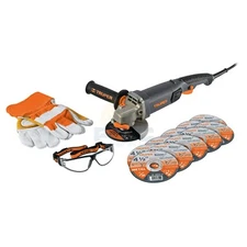 Truper COMBOE-4590N Grinder 4-1/2" 950 W, discs, lenses and gloves