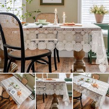 White Tablecloth Rectangle Kitchen Table Cloth Cover Wedding Party Home Decor