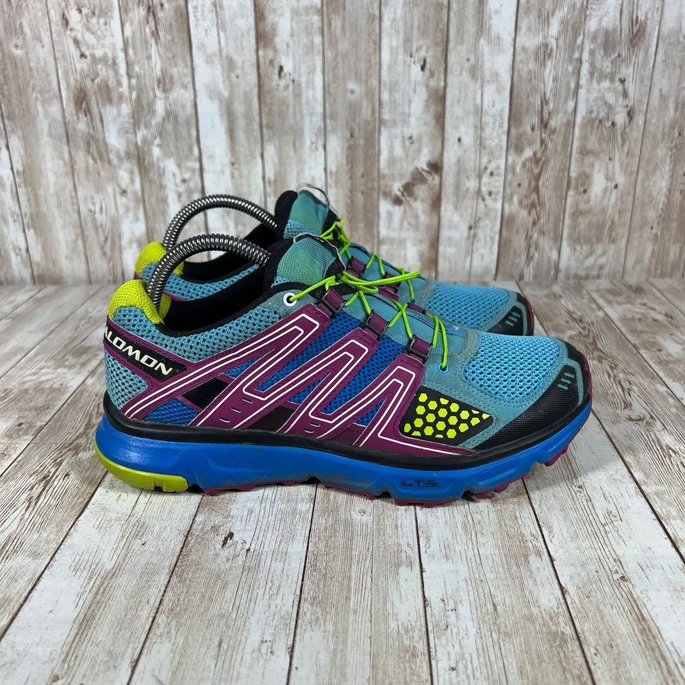 Scarpe Salomon XR Mission Trail Running Sportive Blu Viola Giallo Taglia 7