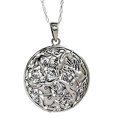 Epona Pendant Necklace Celtic Goddess 20'' Chain Trinity Horses 925 Silver Boxed