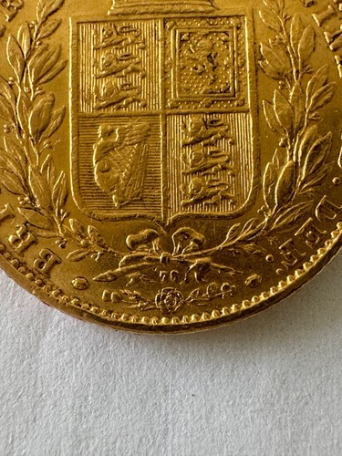 1866 Shield Gold Sovereign Die No 76 - Picture 5 of 11