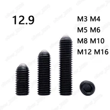 Black 12.9 Steel Hex Socket Set Screws Rolling Ball Point Grub Screws M3-M16