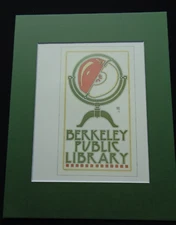 David Lance Goines Matted Art Print Berkeley Public Library Apple Green Red Book