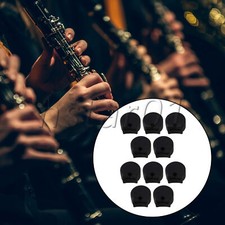 Rubber Clarinet Thumb Rest Cushion Covers for Wind Instruments Set of 10 Black