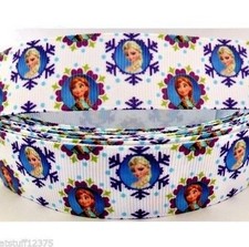 Grosgrain Ribbon 1" Frozen Girls Purple Snowflakes Printed Hairbows
