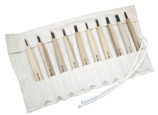 Yoshiharu Cutlery Wood Carving Chisels Cloth Case In 10 Set W-10 MADE IN JAPAN