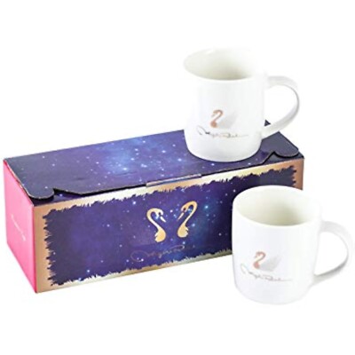 Royal Swan Ceramic Coffee Mugs Set of 2 Tea Cups 12 oz White