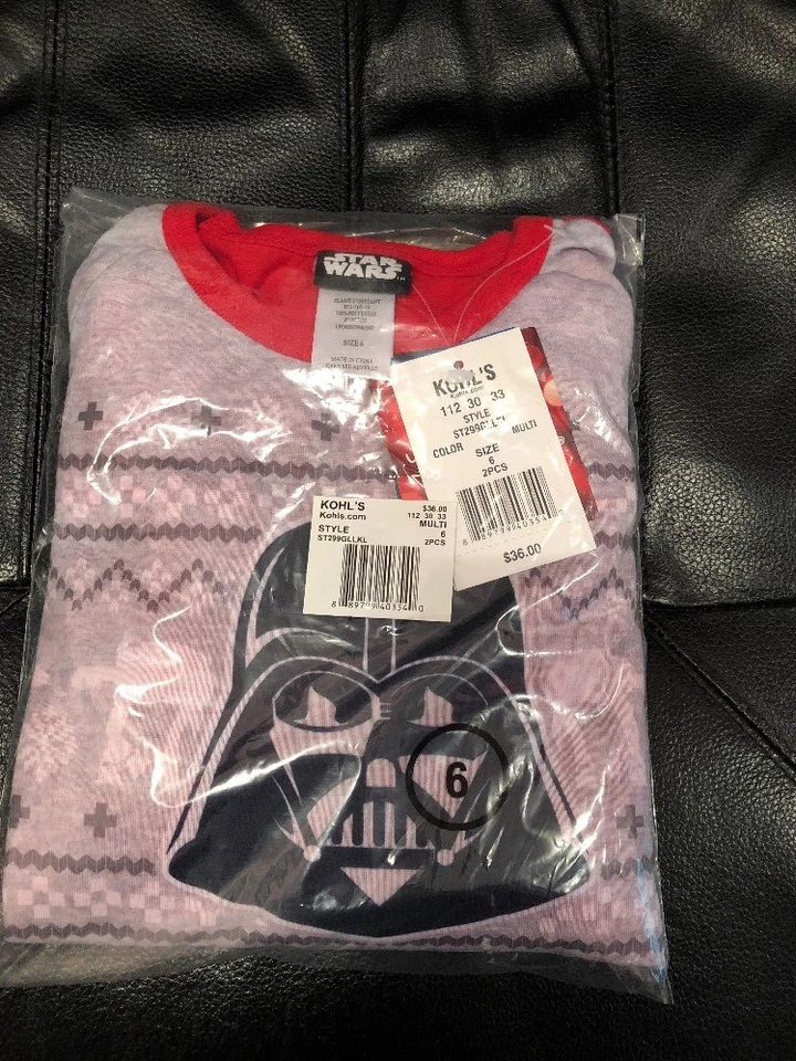NWT~ Girl Size 6 Star Wars Darth Vader & Stormtrooper Top & Bottoms Pajama Set - Image 3 of 4