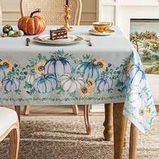 Fall Thanksgiving Tablecloth,Autumns Pumpkin Maple 54 X 54 INCH Blue Pumpkin