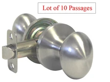 10 Passage Satin Nickel Oval Egg Shape Handle Knobs Door Locks Hall Way Closet 