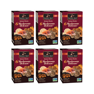6 Mushroom Defense Tea by Bravo Tea (6 Boxes of 20 Teabags Each)