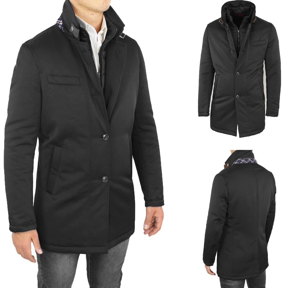 Giubbotto Uomo Cappotto Giubbino Invernale Giacca Trench Elegante Sartoriale - Immagine 4 di 4