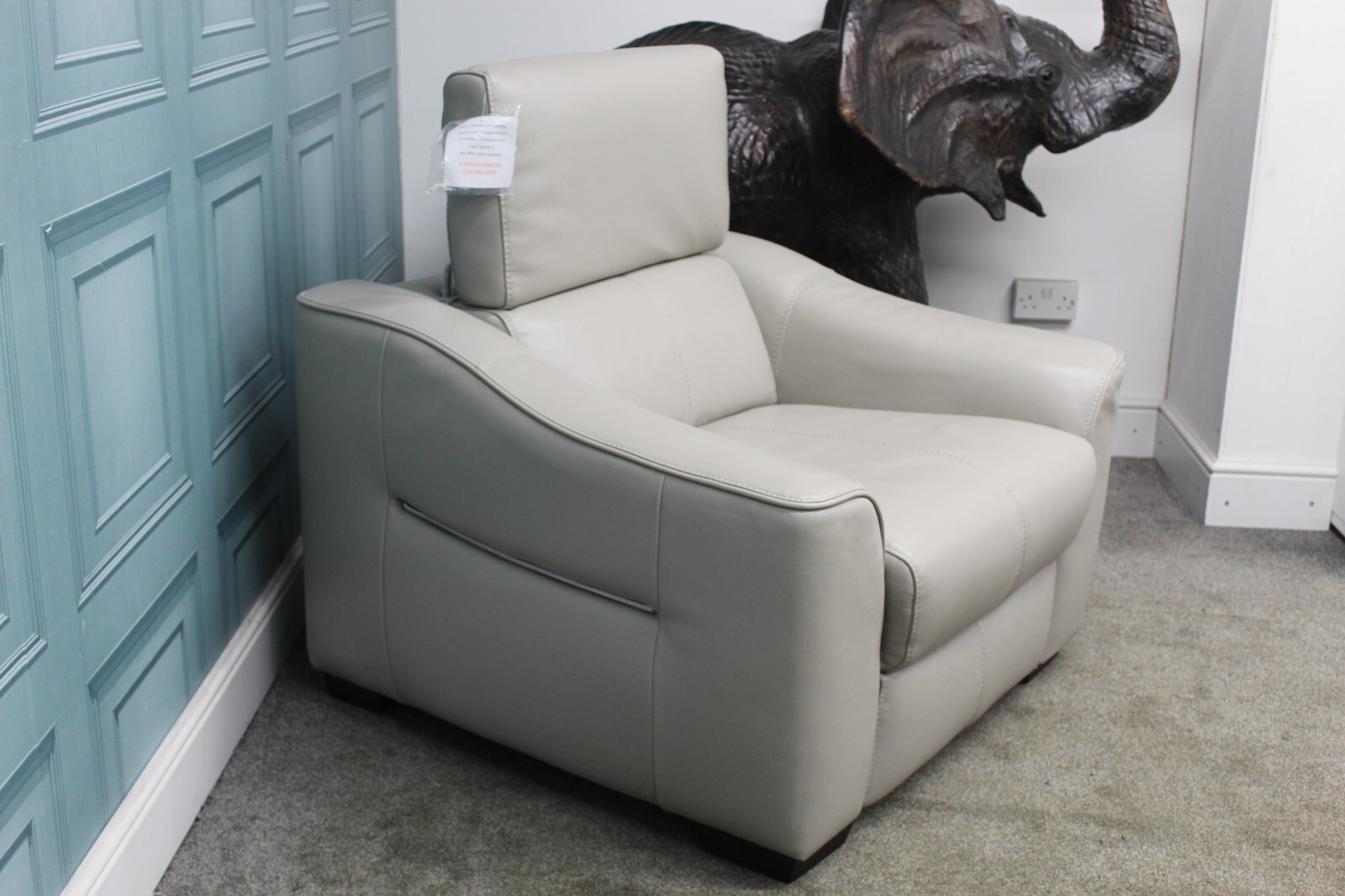 FURNITURE VILLAGE ELIXIR FEATHER GREY LEATHER STANDARD ARMCHAIR eBay