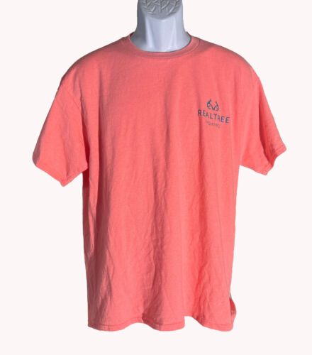 REALTREE Short Sleeve Pull-Over Fishing T-Shirt Peach Large
