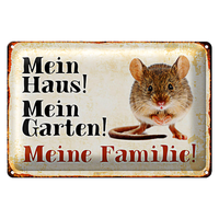 Blechschild Maus 30X20Cm Mein Haus Garten Meine Familie