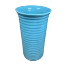 Bauer 2000 High Fire Pottery Blue Ringware Flower Vase 10-3/4"