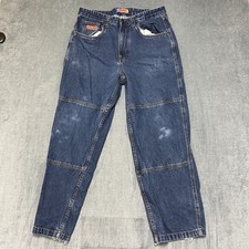 Empyre Double Knee Baggy Skate Jeans Mens 34x28.5 Blue Spellout Logo Loose Fit