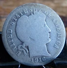 1916-P BARBER DIME 90% SILVER PHILADELPHIA 10¢ UNITED STATES AMERICA TEN CENTS