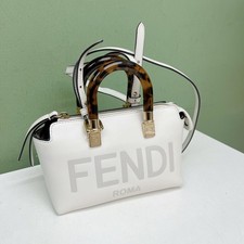 Fendi Pre-Owned Authentic Boston Bag White 17 8 9 Free Tracked Shipping