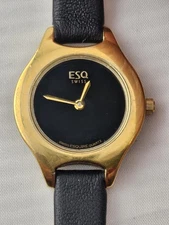 Gorgeous Ladies ESQ By Movado Gold Plated Swiss Quartz Watch New Battery Runs 
