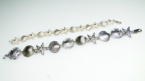 Sterling Sea Shell Theme Bracelets Lot of 2 Silver Bracelets