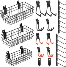 27PCS Slatwall Accessories Kit, Includes 3 Pack Ventilated Metal Wire Slat Wall