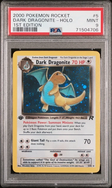 2000 Pokemon Team Rocket 1st Edition Dark Dragonite Holo #5 PSA 9