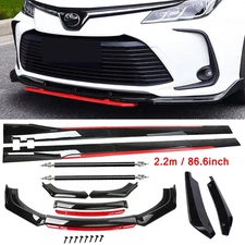 For Toyota Corolla Front Bumper Lip Spoiler Splitter Side Skirt Glossy Black