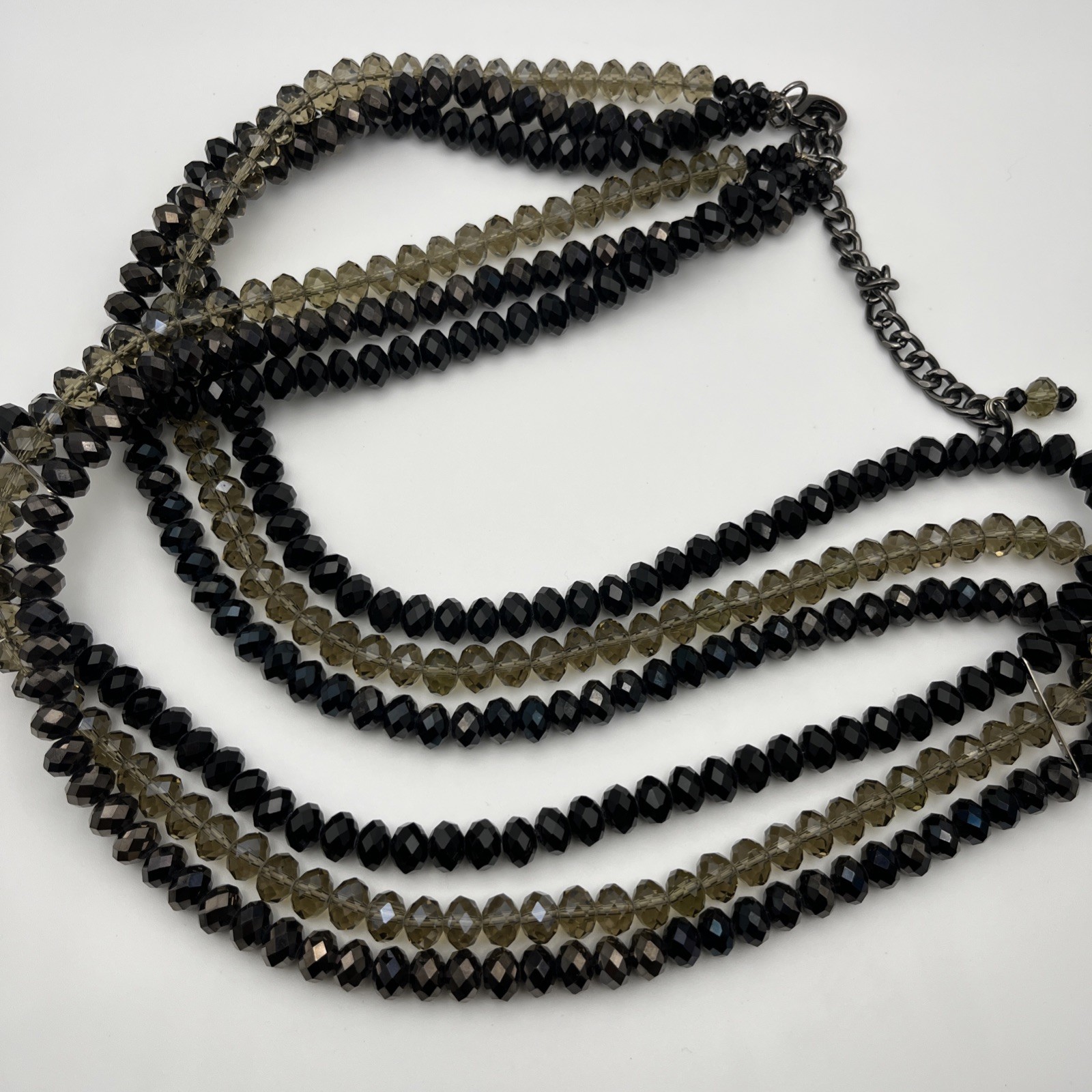Faceted Beaded Statement Necklace Multi Strand Bl… - image 7