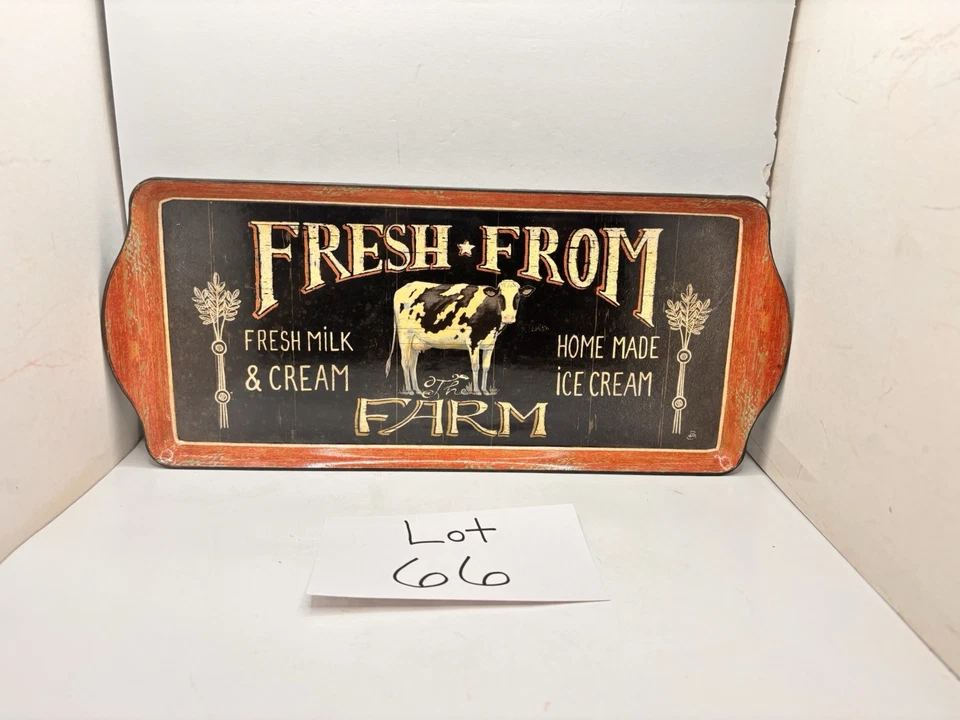 Creative Co-Op Rustic Farm Chic Plastic Tray With Farm Animals Home Decor Sign - Image 3 of 3