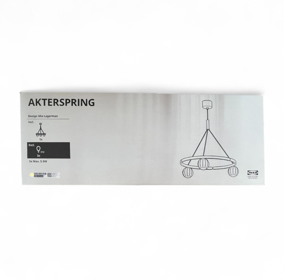 New IKEA AKTERSPRING Pendant Lamp Opal White Glass/Brass Plated 29