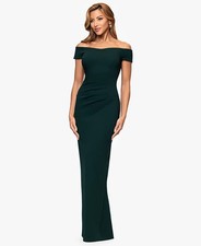 XSCAPE Women's Off The Shoulder Back Slit Dress - Pine - 16