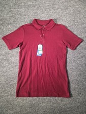 Nautica School Uniform New Polo Boys Sz L/G 14/16 Burgundy Performance Stretch