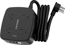 6 Ft Surge Protector Power Strip - 8 Widely Outlets with 4 USB Ports, 3 Side ...