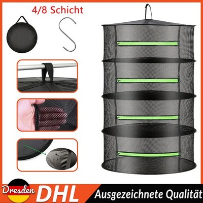 4/8 Ebenen Trockennetz Kräuter Fisch Trocknungsnetz mit Zipper Drynet Trockner