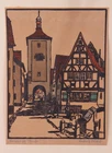 Ludwig Scharf (1884 - 1965) - Rothenburg or Tauber woodcut