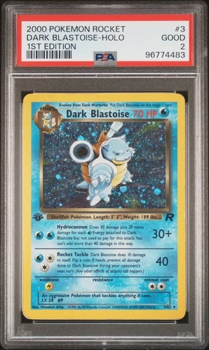 PSA 2 Dark Blastoise 3 2000 Team Rocket 1st Edition Holo Rare Pokemon Card SWIRL