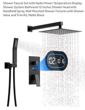 12" (black) dual shower system.   complete withHydro Power Temperature Display, 