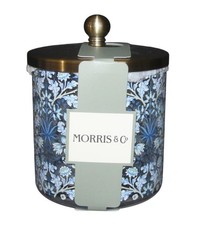 MORRIS CO 2-Pc Blue Tones Floral Glass Storage Jar Q-tips Cotton Balls NWT